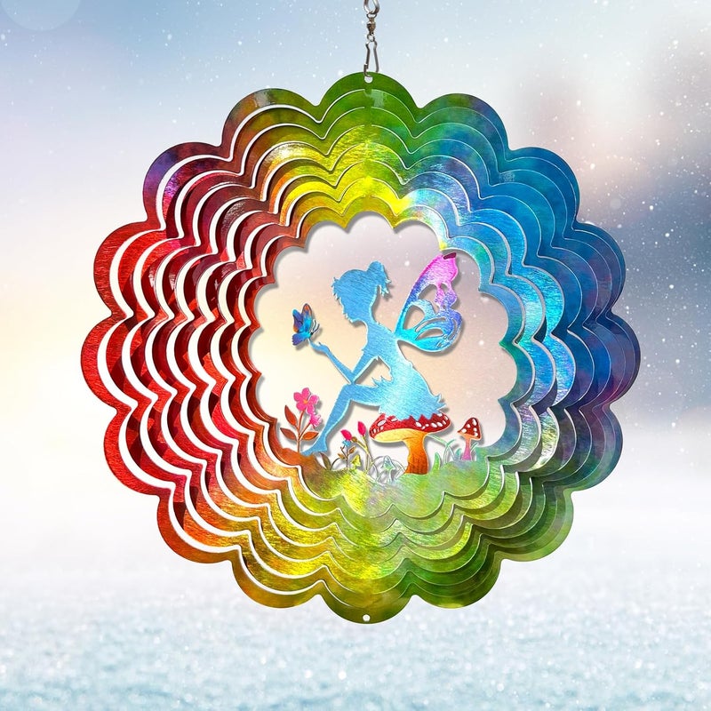 Eiryhope Fairy Wind Spinner - Kinetic Hanging Wind Sculpture | 12-Inch 3D Windcatcher for Garden, Metal Art Yard Decor, Outdoor Ornament & Lovely Gifts for Mother, Wife, Daughter, Girls & Women - Image 1